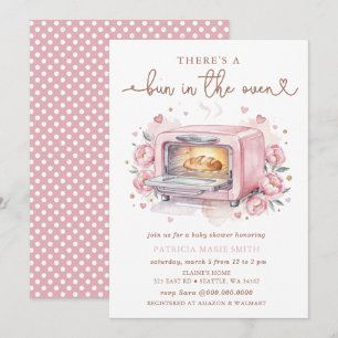 Invitación Panecillo En El Horno Rosa Cumpleaños De La Bebé N