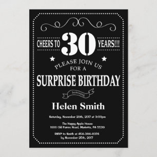 Invitación Paneles blancos y negros de 30 años sorprendentes