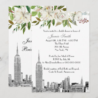 Invitación Panorama de la ciudad de Nueva York ESB Grabado Bl