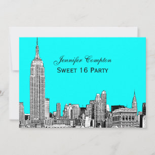 Invitación Panorama de NYC 01 Grabado DIY BG Color Dulces 16
