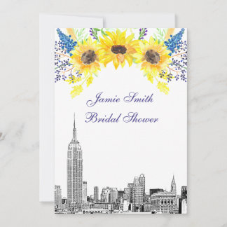 Invitación Panorama de NYC ESB Etch Girasol #2 Despedida de S