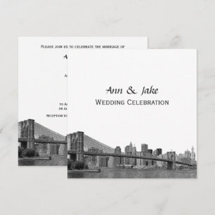 Invitación Panorama de NYC Puente de Bklyn Grabado #2SQ Boda