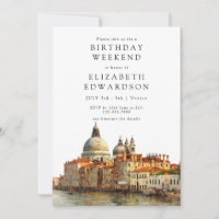 Panorama de Venecia Acuarela Cumpleaños Fin de Sem