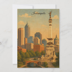 Invitación Panorama del horizonte de Indianápolis Indiana