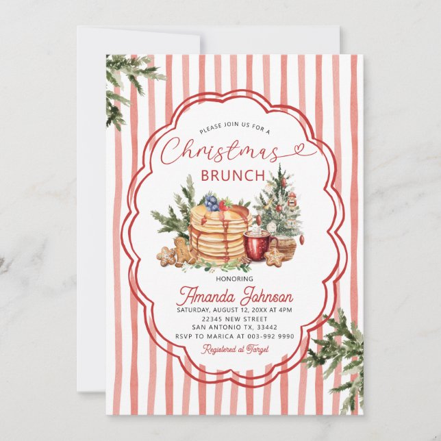 Invitación Panqueques Acogedores & Brunch Navideño de Pino Fe (Anverso)