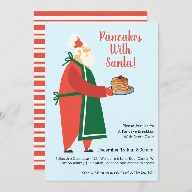 Invitación Panqueques con Santa Holiday Brunch (Anverso / Reverso)