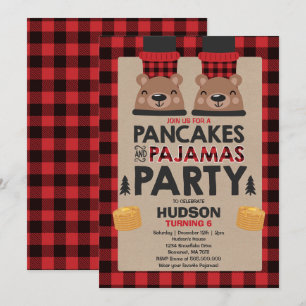 Invitación Panqueques navidades Y Pajamas Invitan A Lumberjac