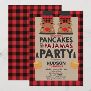 Invitación Panqueques navidades Y Pajamas Invitan A Lumberjac