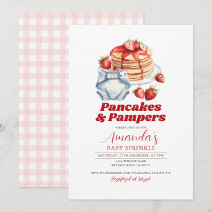 Invitación Panqueques retro modernos Baby Shower rosado de pa