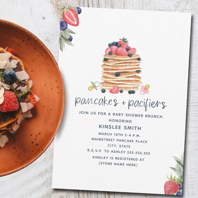 Invitación Panqueques Y Pacificadores Brunch Baby Shower (Subido por el creador)