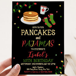 Invitación Panqueques y pijamas Cumpleaños de Navidad