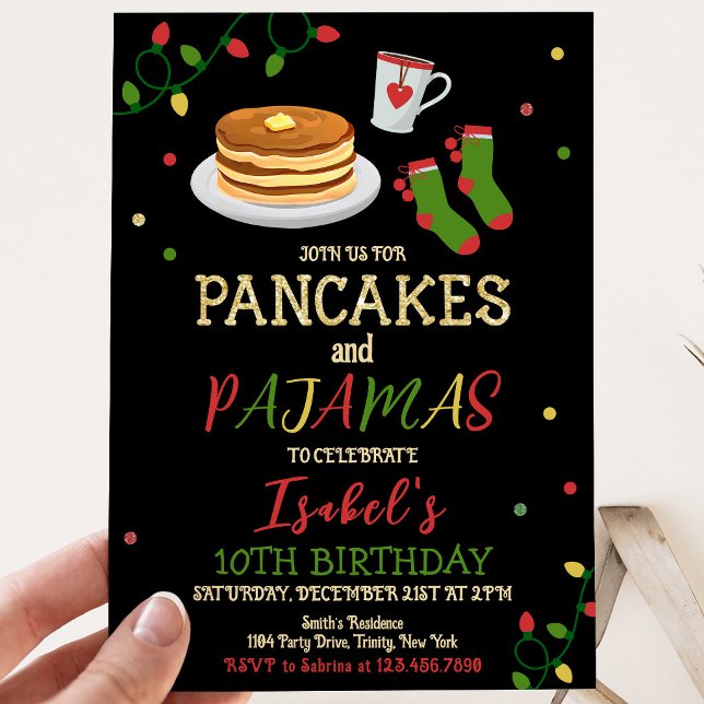 Invitación Panqueques y pijamas Cumpleaños de Navidad (Subido por el creador)