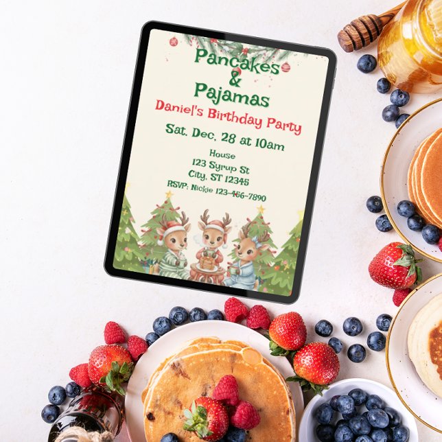 Invitación Panqueques y pijamas Cumpleaños navideño (Subido por el creador)