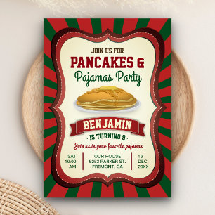 Invitación Panqueques y Pijamas Fiesta de Cumpleaños de Nav