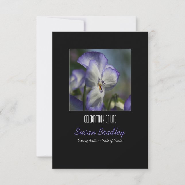 Invitación Pansies 1 Celebración del servicio conmemorativo d (Anverso)