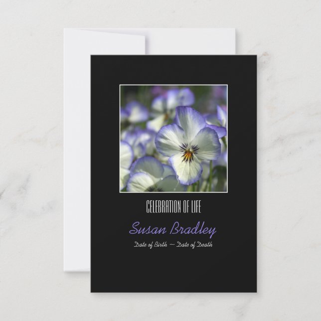 Invitación Pansies 2 Celebración del servicio conmemorativo d (Anverso)