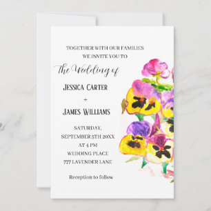 Invitación Pansies Pansy Boda de acuarela floral