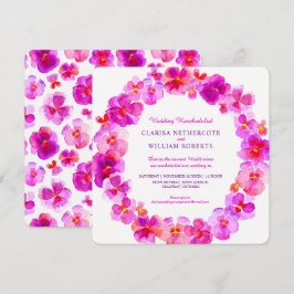 Invitación Pansies rosados boda de flores de acuarela reprogr