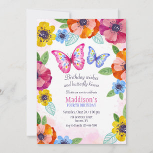 Invitación Pansies y Butterflies Fiesta de Cumpleaños