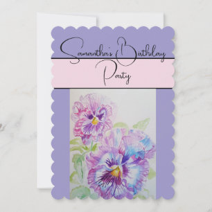 Invitación Pansy Acuarela Pensamientos Violeta floral Flor