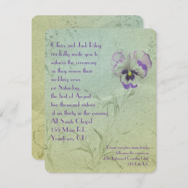 Invitación Pansy Boda Vow Renewal (Anverso / Reverso)