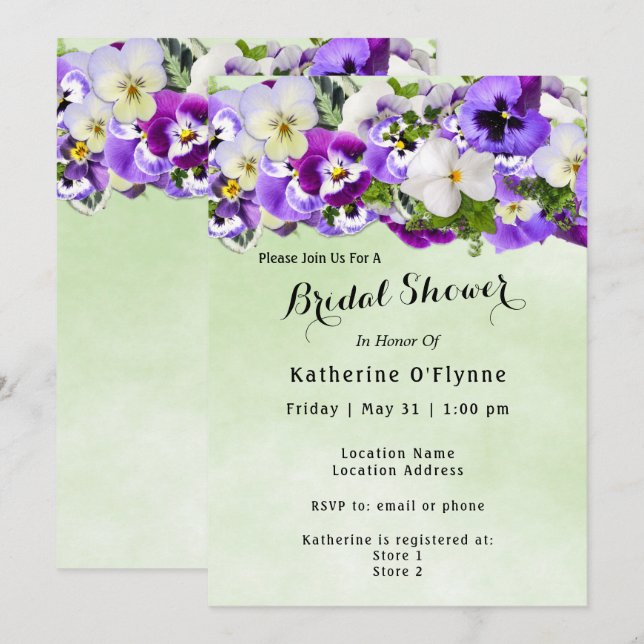 Invitación Pansy Bridal Shower (Anverso / Reverso)