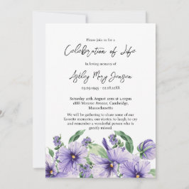 Invitación Pansy Celebración de la Vida Foto Funeral