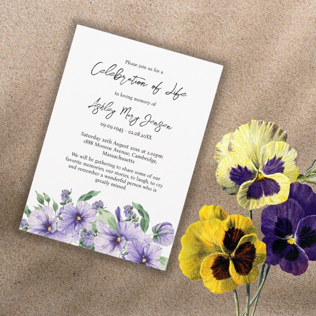 Invitación Pansy Celebration of Life Funeral (Subido por el creador)