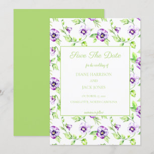 Invitación Pansy de color de agua Guardar el Boda de fechas
