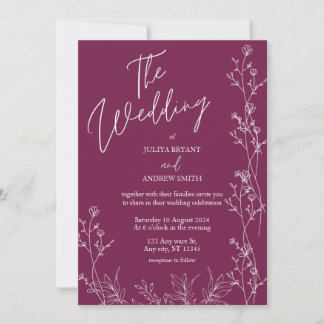 Invitación Pansy Purple floral wedding Invitation