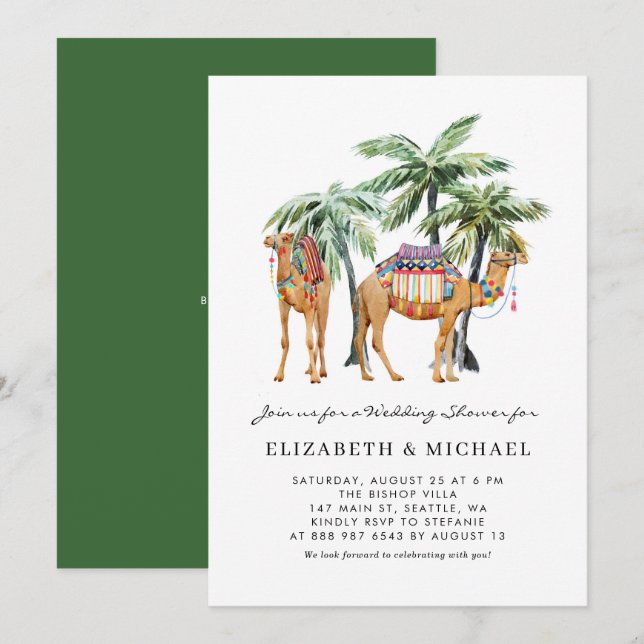 Invitación Pantalón de los Camellos Tropicales Palm Trees Des (Anverso / Reverso)