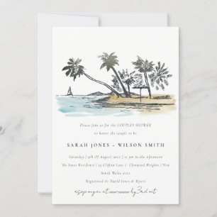 Invitación Pantalón de Palm Tree Tropical Ducha Parejas