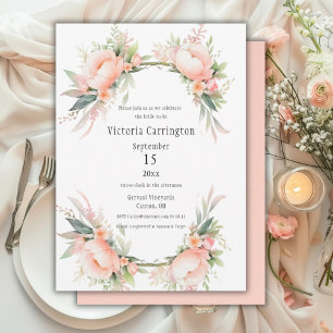 Invitación Pantalón floral rosa Rubor ducha de novia