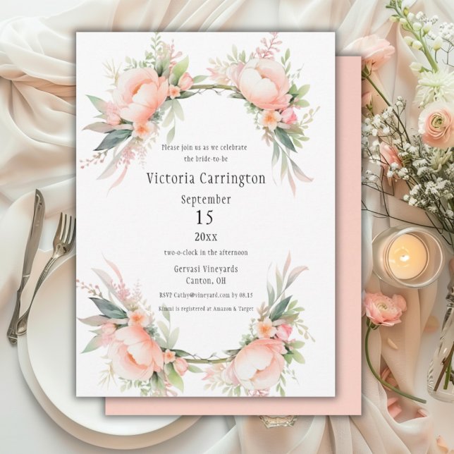 Invitación Pantalón floral rosa Rubor ducha de novia (Subido por el creador)