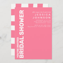 Invitación Pantalón retro blanco y rosado con ducha de novia