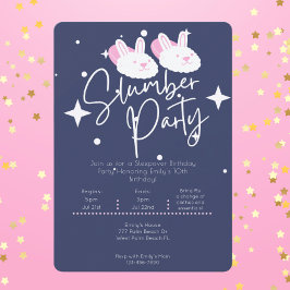 Invitación Pantuflas para conejitos Fiesta de sueño Sleepover