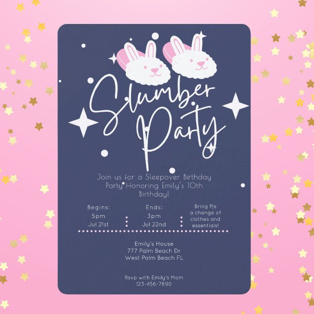Invitación Pantuflas para conejitos Fiesta de sueño Sleepover (Subido por el creador)