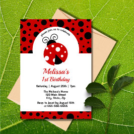 Invitación Pañuelo Red Black Polka Dots Kids Cumpleaños