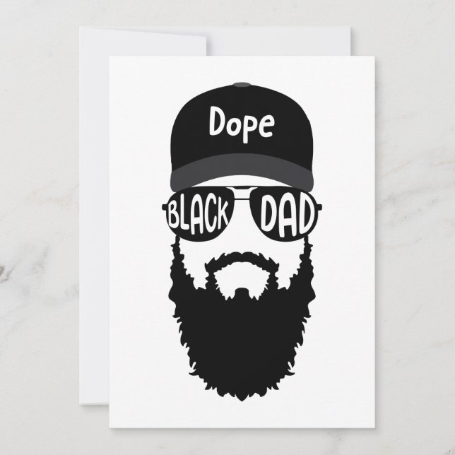 Invitación Papá negro con el día del padre barba (Anverso)