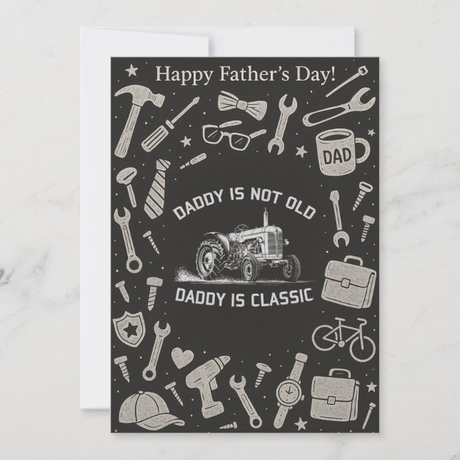 Invitación Papá no es viejo papá es regalo clásico del día de (Anverso)