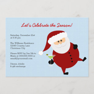 Invitación Papá Noel achispado celebra a la fiesta de Navidad