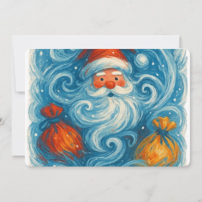 Invitación Papá Noel caprichoso en una tormenta invernal arre (Anverso)
