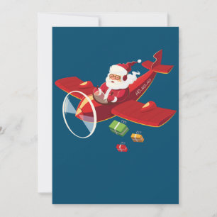 Invitación Papá Noel de Navidad Piloto Vuelo Avión Regalo