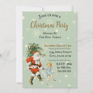 Invitación Papá Noel de vacaciones de Navidad vintage persona