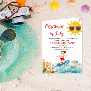 Invitación Papá Noel de Verano Playa Tropical Navidad en Juli