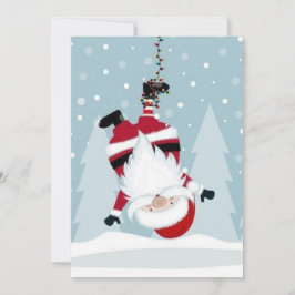 Invitación Papá Noel divertido colgado boca abajo