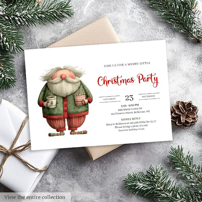 Invitación Papá Noel divertido editable para celebración de o (Funny Santa Claus Editable Office Celebration Invite

)