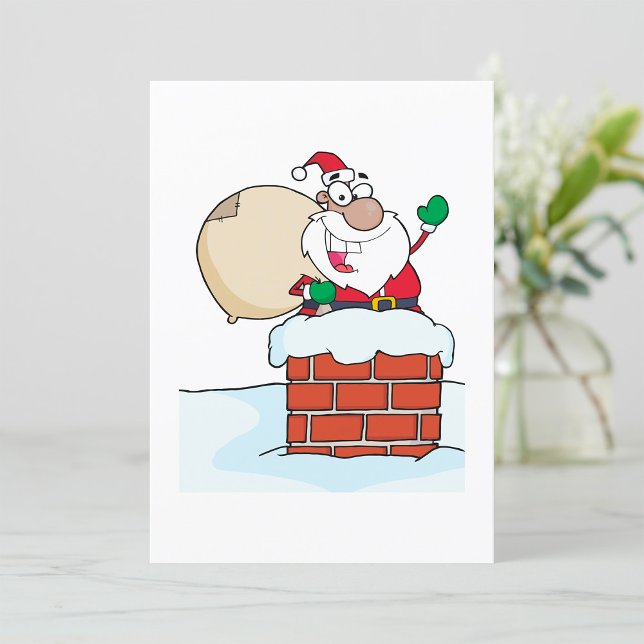 Invitación Papá Noel divertido en la chimenea (Subido por el creador)