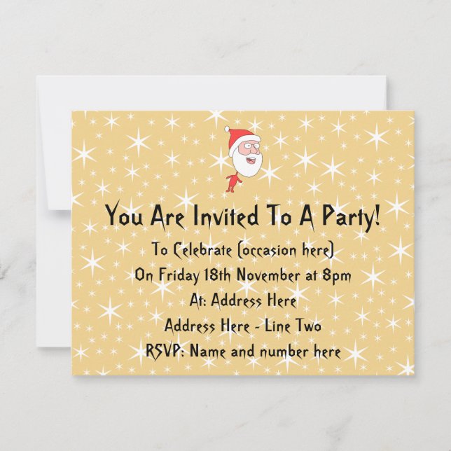 Invitación Papá Noel divertido, en modelo de estrella del (Anverso)