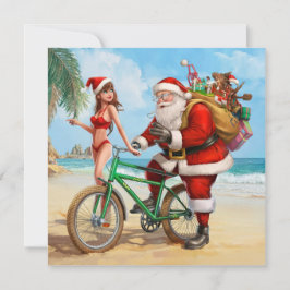 Invitación Papá Noel en la playa, ¡Feliz Navidad!
